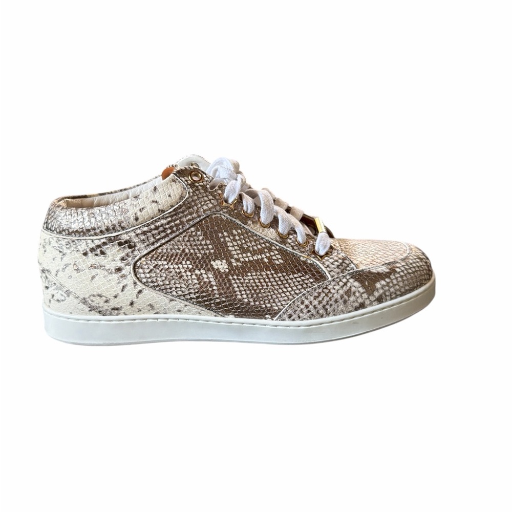 Jimmy Choo Metallic White Python Embossed Leather… - image 2
